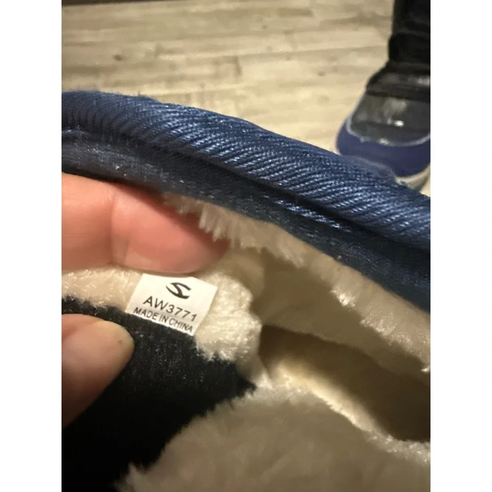 Hobibear Kids Navy Blue Black Winter Snow Boots Faux Fur Lined AW3771 Size 26